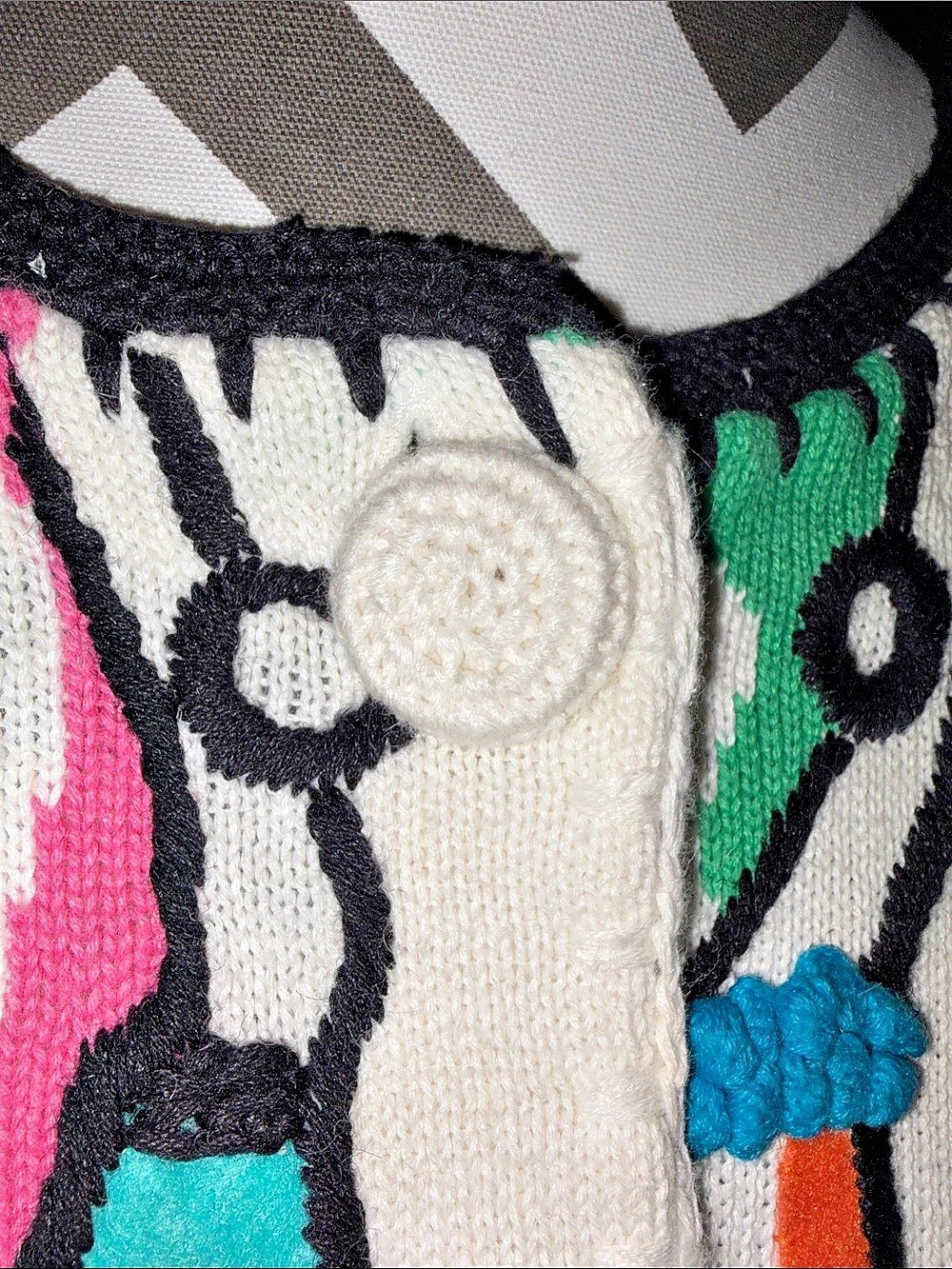 Michael Simon Multicolor Art Knit Cardigan Size Large - Picture 9 of 10